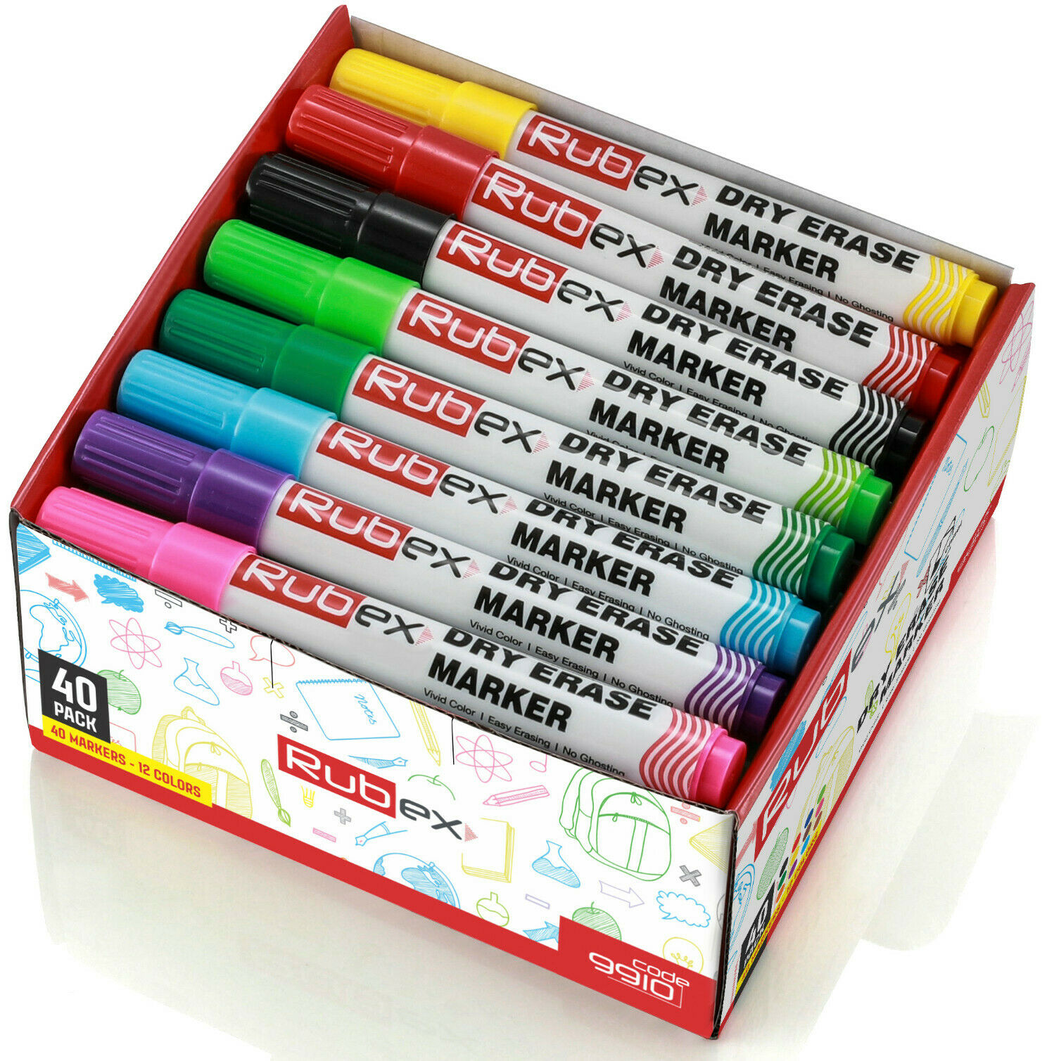 Dry Erase Markers Assorted Colors, Low Odor, Chisel Tip, Long Lasting Pack Of 40